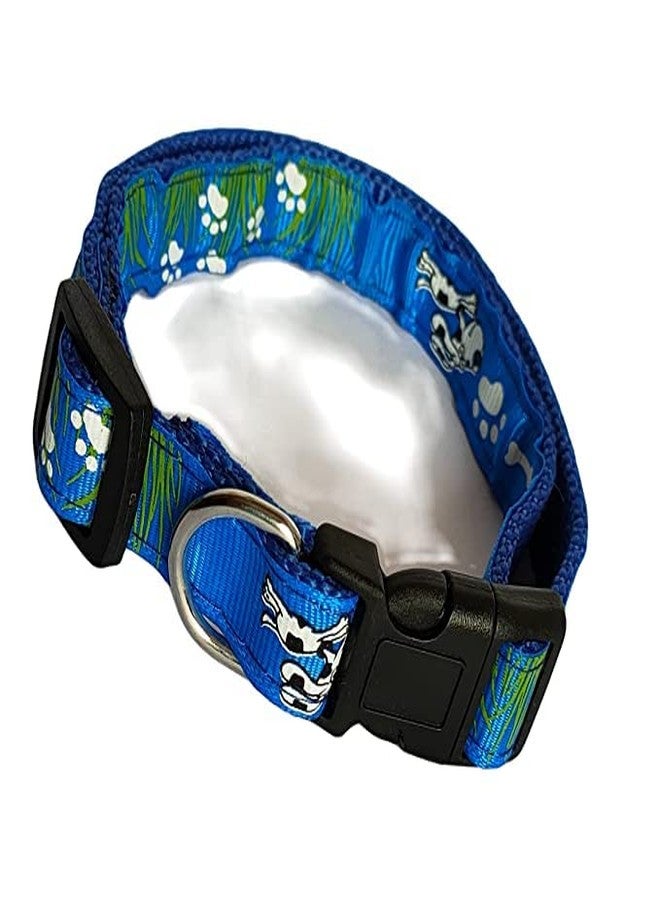 Pups&Pets طقم طوق ومقود مطبوع عليه شعار Pups&Pets للحيوانات الأليفة مقاس 15 مم - طوق نايلون قابل للتعديل مع جرس للكلاب الصغيرة والمتوسطة، طقم طوق ومقود للجراء والكلاب والقطط (أزرق) - Image 3